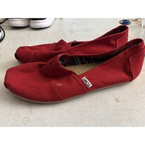 TOMS Red Canvas Classics Slip-ons Flats Casual Shoes Red  Size 7